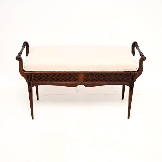 19th Century Antique Victorian Duet Piano Stool attributed to James Shoolbred, 1880 For Sale - Image 5 of 11