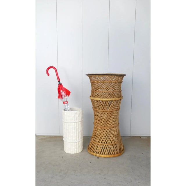 White Umbrella Holder Stand With Bamboo Design, Circa 1980s For Sale - Image 8 of 13