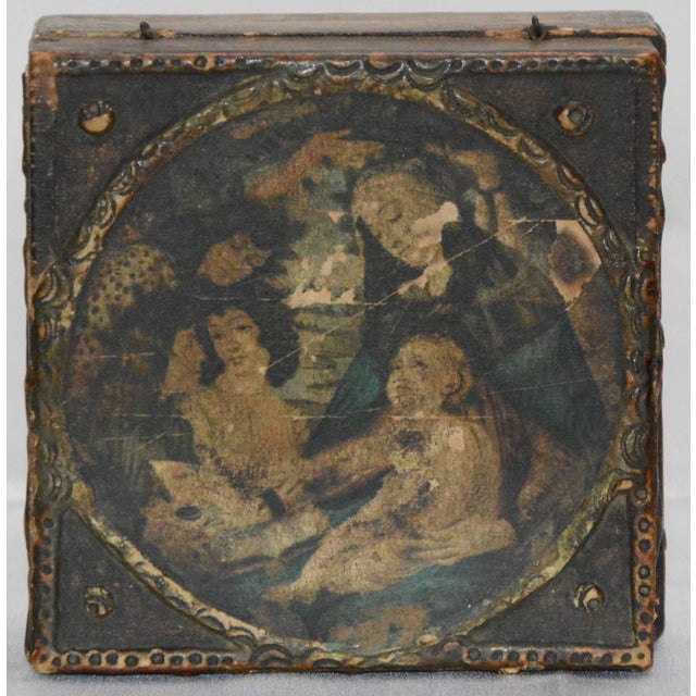 Wood Florentine Box With Madonna and Child For Sale - Image 7 of 9