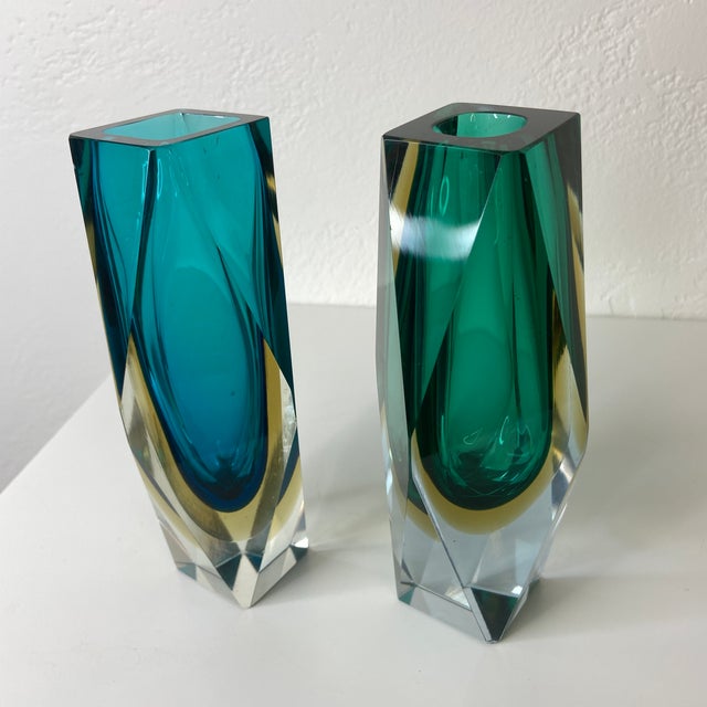 Mid-Century Modern Art Glass Sommerso Vases - Attributed Flavio Poli- Set of 2 For Sale - Image 9 of 12