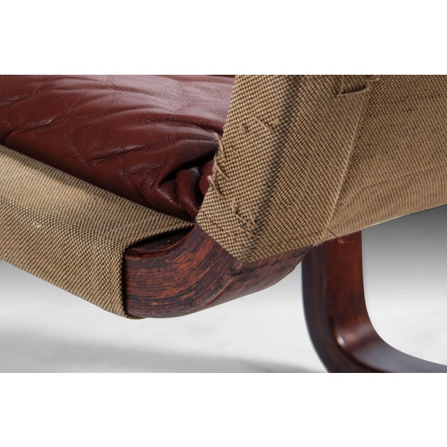 Wood 1970s Vintage Koivutaru Bentwood Chair & Ottoman in Afromosia and Oxblood Red Leather by Esko Pajamies for ASKO For Sale - Image 7 of 13