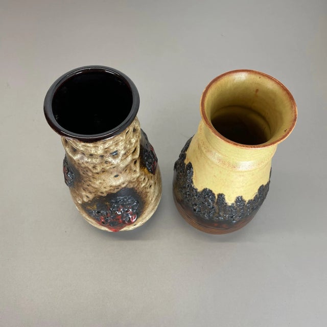 German Multi-Color Fat Lava Op Art Pottery Vase from Bay Ceramics, Set of 2 For Sale - Image 14 of 18