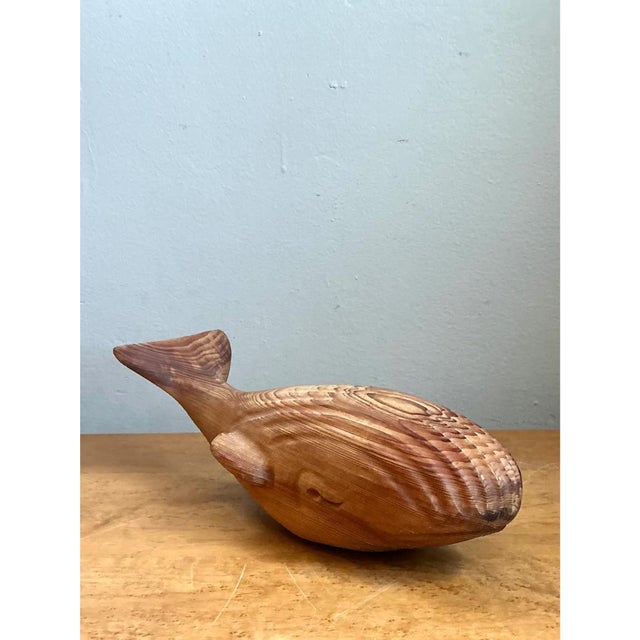 Vintage Carved Wood Whale Sculpture For Sale - Image 4 of 15