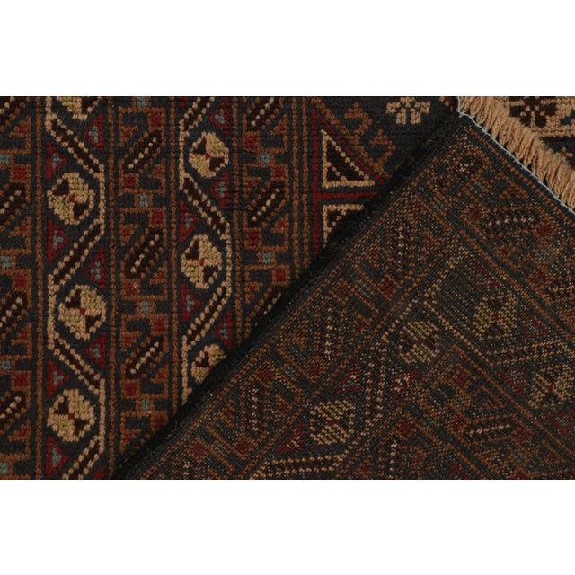 Textile 1950s Vintage Baluch Afghan Runner in Beige, Brown & Blue Patterns by Rug & Kilim For Sale - Image 7 of 7