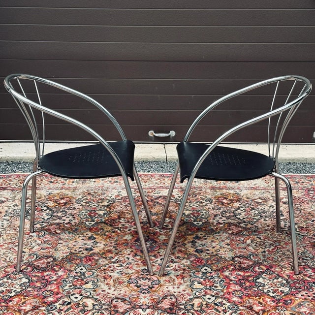 Modernist Stacking Chrome Chairs by Tord Björklund for Ikea - a Pair For Sale In Philadelphia - Image 6 of 11