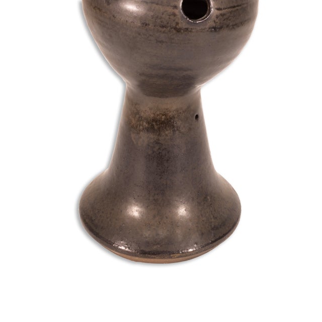 Mid 20th Century Joanna Price Signed Mid Century Gunmetal Ceramic Weed Pot For Sale - Image 5 of 7