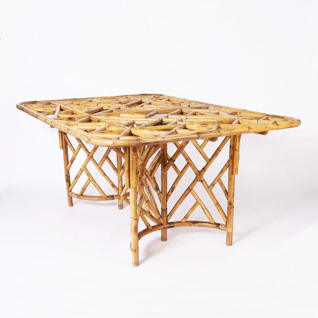 Chinese Chinese Chippendale Style Bamboo Dining Table For Sale - Image 3 of 10