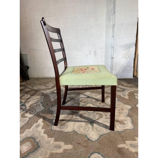Mid 20th Century Set of 8 High Ladder Back Rosewood Tapestry Leg Dining Chairs For Sale - Image 10 of 17