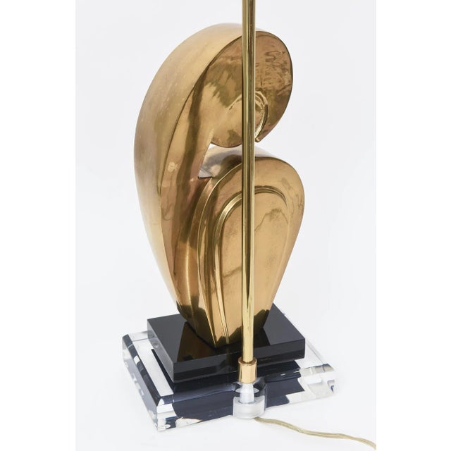 Brass Vintage Brass, Black Lucite, Clear Lucite Modigliani Style Table or Desk Lamp 70's For Sale - Image 8 of 11