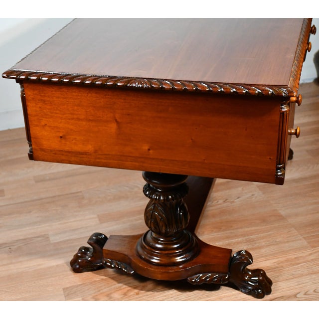 1880s Antique American Empire Mahogany Partner Writing Desk / Office Desk For Sale - Image 9 of 13