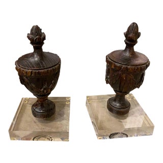 French Finials on Lucite - a Pair For Sale