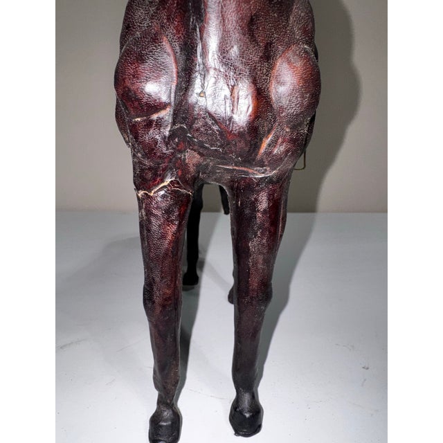 Pair of Vintage 1930s-1940s Leather Horses For Sale - Image 4 of 12