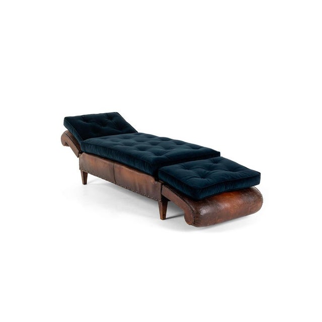 1920s Vintage French Leather Daybed For Sale - Image 5 of 15