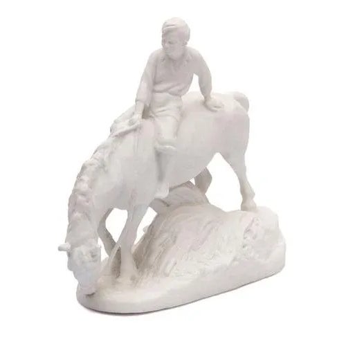 White Biscuit Figurine of Boy on a Horse For Sale - Image 8 of 8