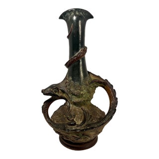 Rare 1908 Art Nouveau Bohemian Dragon Vase by August Otto for Johann Maresch 17 3/4" For Sale