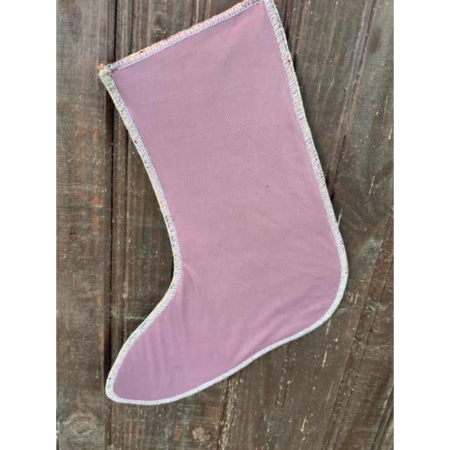 Vintage Turkish Hand-Knotted Wool Rug Christmas Stocking, Bohemian Burgundy Pink For Sale - Image 6 of 6