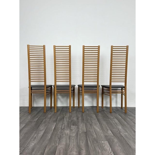 1980s Ladder Back Dining Chairs, Italy, 1980, Set of 4 For Sale - Image 5 of 14