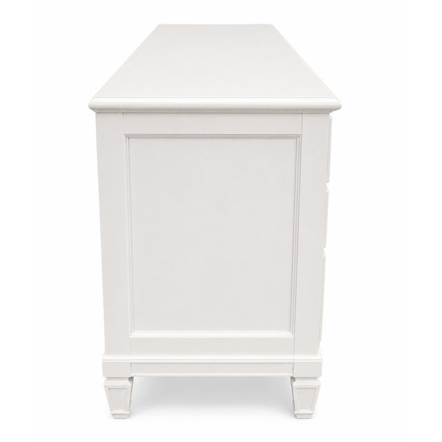 Paint Vintage Baker Furniture Nine-Drawer Dresser – Benjamin Moore Simply White Oc-117 For Sale - Image 7 of 8