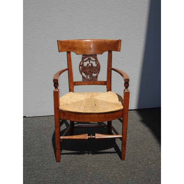 1950s Vintage French Country Carved Lovebirds Backrest Accent Chair For Sale - Image 12 of 12