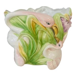 Vintage Coastal Monumental Italian Flamingo Flower Pot