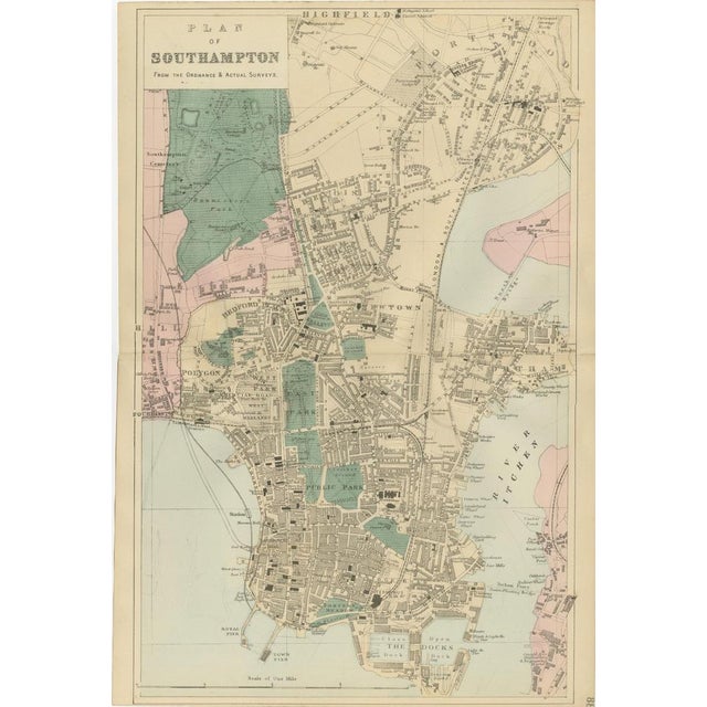 Late 19th Century Antique Town Map of Southampton by George W. Bacon, 1885 For Sale - Image 5 of 15