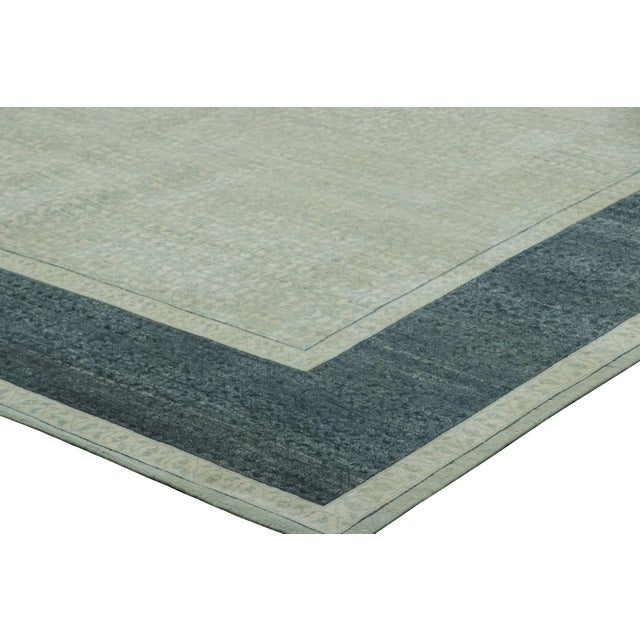 Rug & Kilim’s Contemporary Rug With Blue and Cream Florals, Navy Blue Border For Sale In New York - Image 6 of 7
