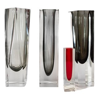 Sommerso Vases in Murano Glass by Flavio Poli, 1970s, Set of 4 For Sale