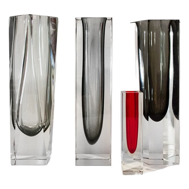 Sommerso Vases in Murano Glass by Flavio Poli, 1970s, Set of 4 For Sale
