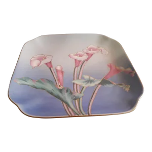 1980s Toyo Ceramic Quadrangle Handpainted Calla Lilly Plate