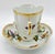 Antique Porcelain Double-Handled Chocolate Cup and Saucer with Birds and Butterflies from Dresden, 1879, Set of 2 For Sale - Image 5 of 11