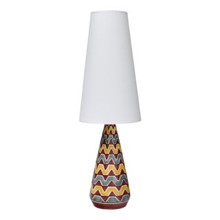 Vintage Ceramic Table Lamp with Zig Zag Pattern by Rigmor Nielsen for Søholm, Denmark, 1960s For Sale