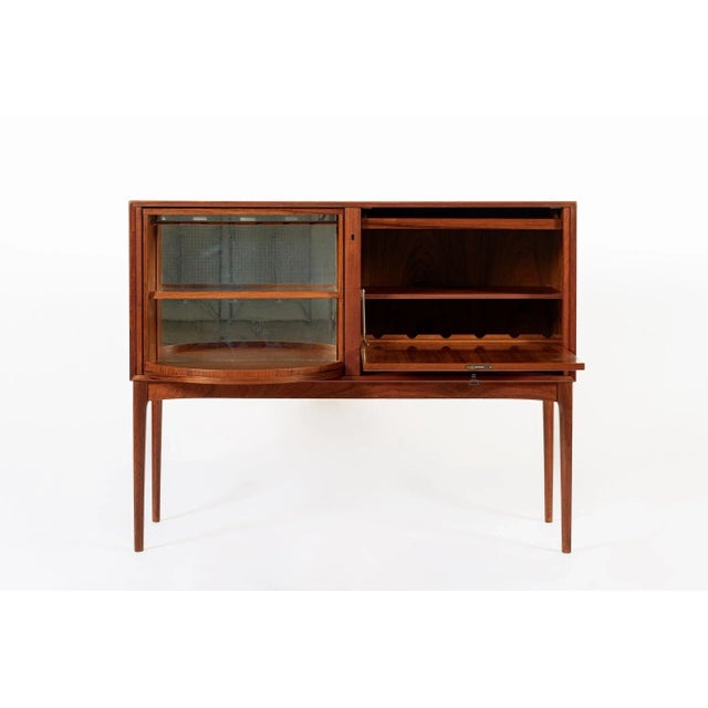 Mid-Century Modern Teak Mid Century Bar Cabinet With Lazy Susan by Fredrik Kayser (Attr.) For Sale - Image 3 of 13
