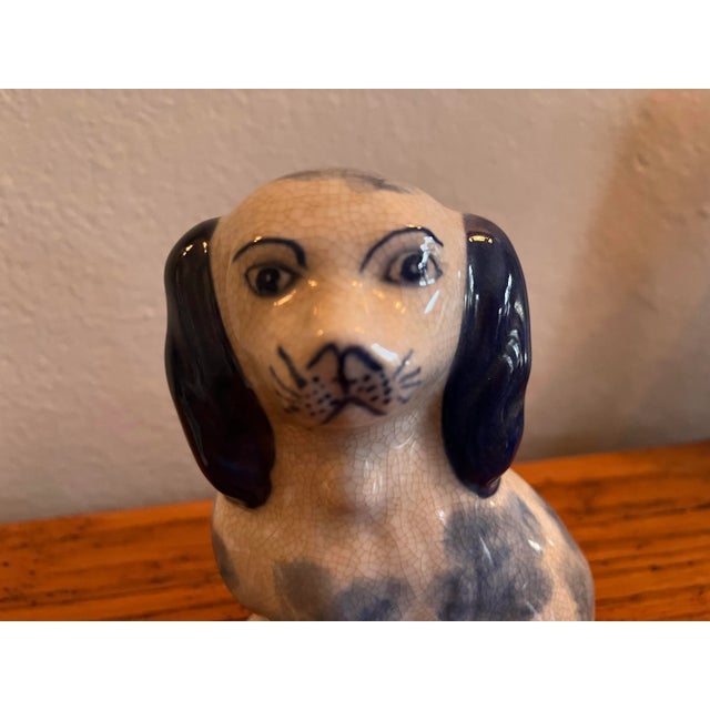 1990s Blue & White Miniature Spaniel Figurines- a Pair For Sale - Image 4 of 6
