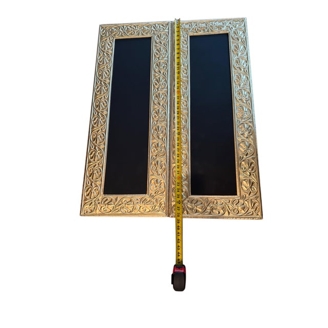 Gold Vintage Ornate Embossed Gold Metal/Tin Framed Chalkboard Signs, Lot of 2 For Sale - Image 8 of 8