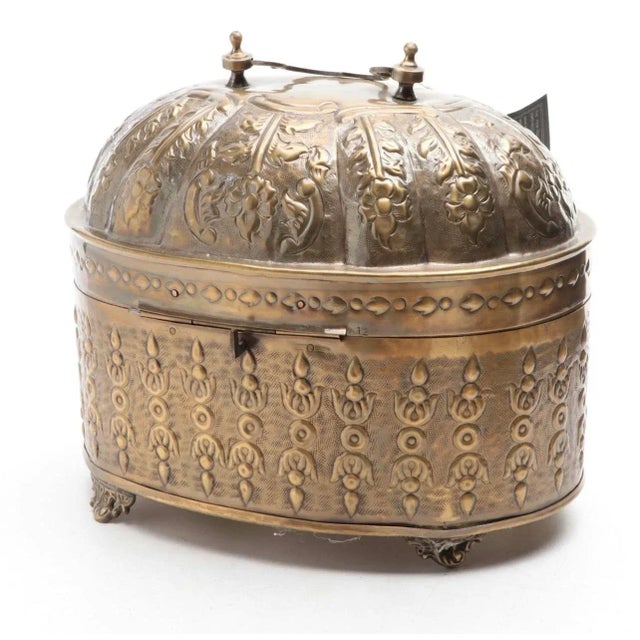 Large Ornate Brass Casket or Table Box For Sale - Image 4 of 12