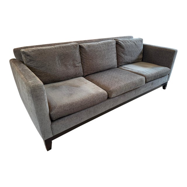 Contemporary Track Arm Sofa, Gray Velvet For Sale