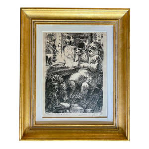 Mid 20th Century Original Lithograph Print “Ticket Booth”, by Artist Crossen Hays Curry. Mid Century