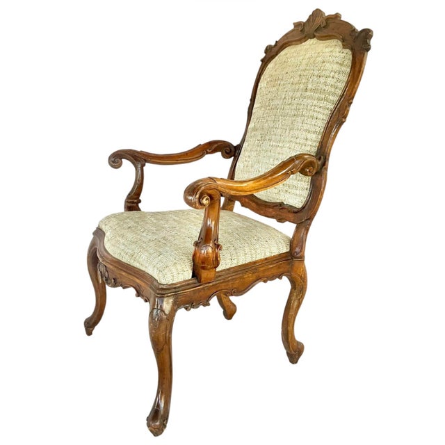 Mid-18th Century Venetian Rococo Armchairs, Carved Walnut, Italy For Sale - Image 10 of 12