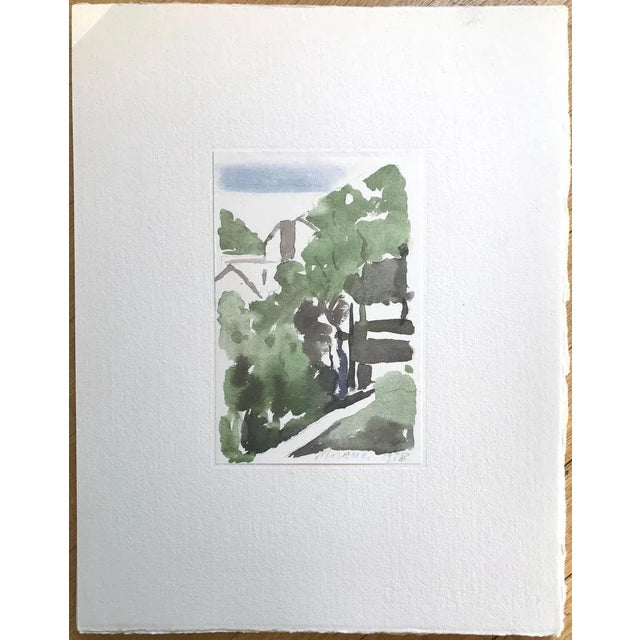 Landscape is a superb original offset print, reproducing the original watercolor by Giorgio Morandi. Also the signature in...