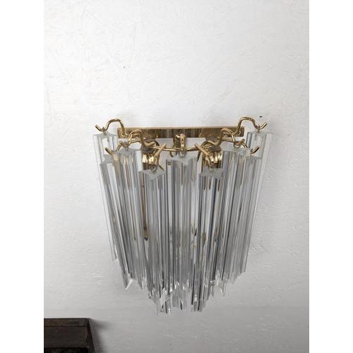 Brass and Murano Glass Wall Lamp by Venini by Novaresi For Sale - Image 4 of 7