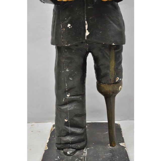 54" Tall Maritime Nautical Wood Peg Leg Seaman Bank Figure "Please Give a Penny" For Sale - Image 14 of 17