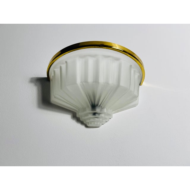 Art Deco Pair of French Brass and Aluminium Art Deco Sconces, France, 1940s For Sale - Image 3 of 12