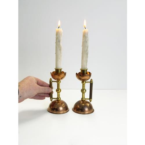 Metal Arts and Crafts Copper Candlesticks attributed to Benham & Froud, 1880s, Set of 2 For Sale - Image 7 of 10