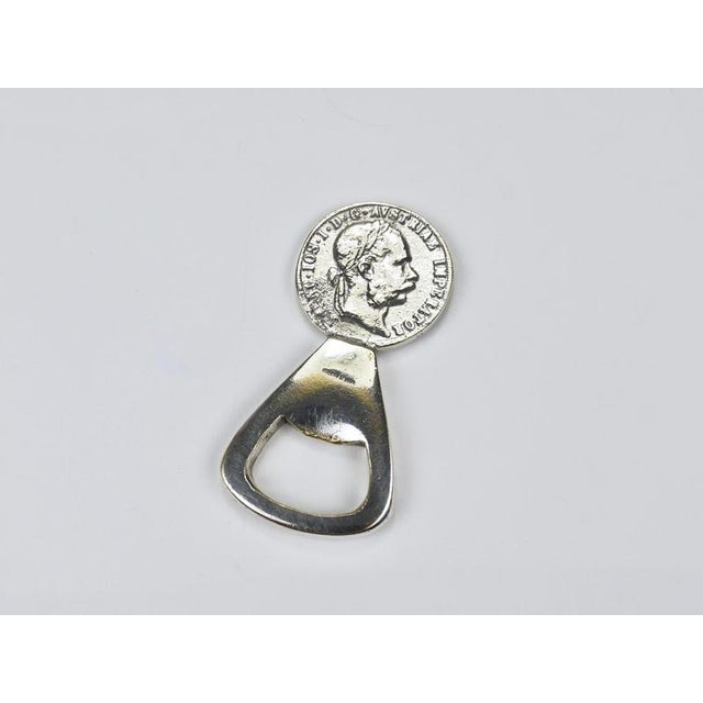 Silvered Brass Bottle Opener Habsburg 2 Florin Coin attributed to Carl Auböck, Austria 1950 For Sale - Image 11 of 18