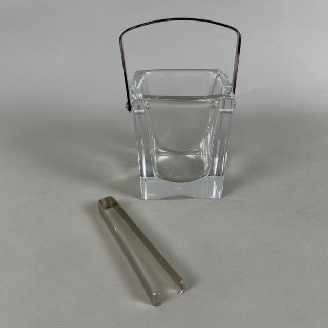 Metal French Crystal Ice Bucket with Tongs For Sale - Image 7 of 11
