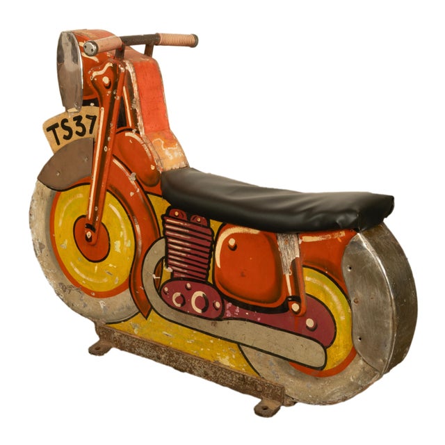 1940s American Amusement Park Motorcycle Motorbike Painted Carousel Carnival Ride For Sale - Image 9 of 12