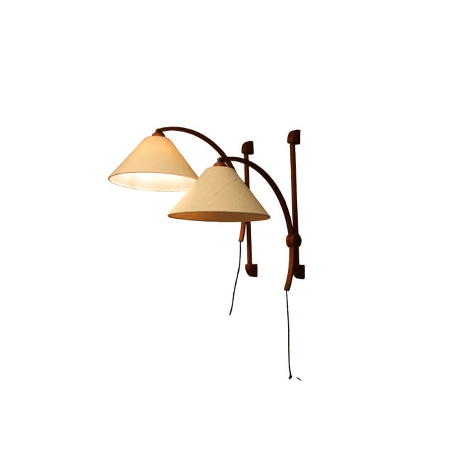 Domus Wall Lamp in Teak with Light Beige Lampshade, 1960s For Sale - Image 18 of 18