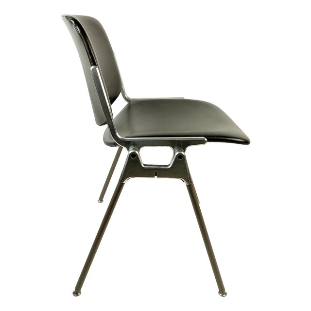 Black Skai and Aluminum DSC 106 Chair by Anonima Castelli from Castelli / Anonima Castelli. 1970s For Sale