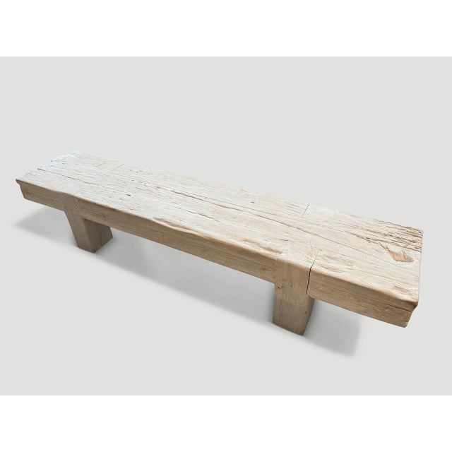 Wood Andrianna Shamaris Bleached Teak Wood Log Bench or Coffee Table For Sale - Image 7 of 18