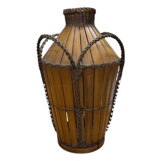 Vintage Japanese Hand Woven Bamboo Cormorant Fishing Basket For Sale